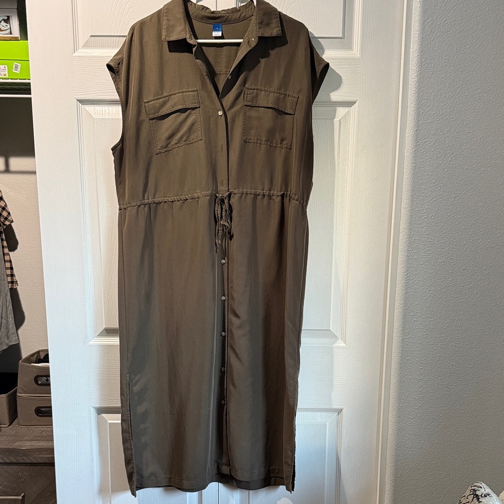 Old Navy Olive Green Collared Dress